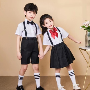六一儿童合唱演出服男女童背带套装毕业照小学生大团朗诵表演服装