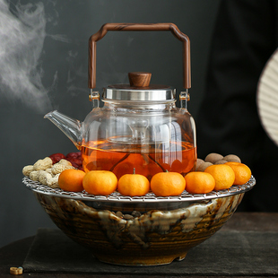 围炉煮茶壶家用室内电陶炉煮茶炉泡茶烧水专用提梁壶玻璃茶具套装