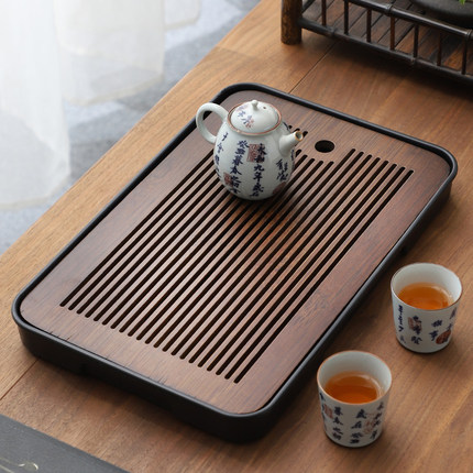 茶盘家用小型沥水盘蓄排两用功夫茶具托盘竹制茶海轻奢简约干泡台