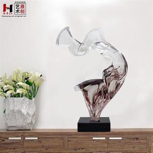 仿琉璃酒店装 饰品简约现代客厅陈设品透明抽象艺术品雕塑摆件探戈