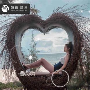 巴厘岛网红鸟巢秋千景区婚纱拍摄道具创意悬挂圆形床户外民宿鸟巢