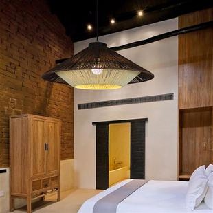 厂家直供日式 侘寂风吊灯复古卧室客厅灯餐厅吧台灯手工编织麻绳灯