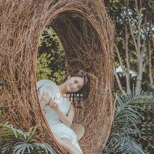 鸟巢椅落地藤椅荡秋千室外景区悬挂户外家具民宿床巴厘岛网红鸟巢