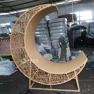 户外心形网红鸟巢秋千景区婚纱拍摄道具创意悬挂圆床户外民宿鸟巢
