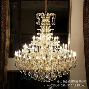 欧式 大气蜡烛餐厅卧室灯简约现代别墅灯具 水晶灯客厅吊灯美式