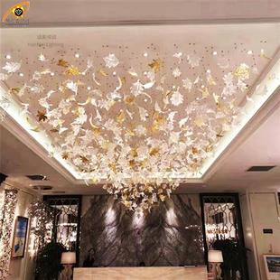 酒店售楼部沙盘区大堂吊灯手工艺术琉璃枫叶挂件吊灯设计师爆款 灯