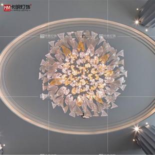 豪华酒店大厅水晶吊灯创意酒店别墅复式 饰吊灯 楼电梯间挑空叶子装