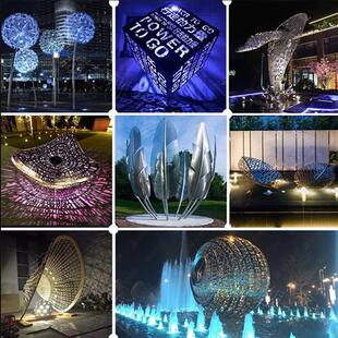 大型不锈钢雕塑定制厂家校园城市广场售楼部水景标志性景观大摆件