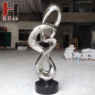 办公室金属抽象艺术品雕塑样板房客厅玄关招财摆件不锈钢软装 饰品