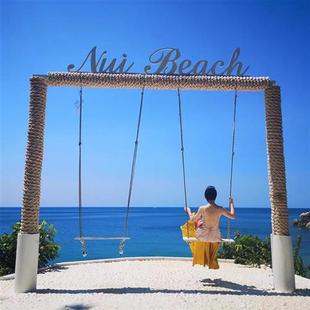 巴厘岛网红打卡鸟巢藤编户外景区拍照抖音民宿爱心悬挂秋千吊椅子