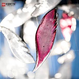酒店大厅羽毛艺术水晶吊灯创意酒店别墅复式 饰吊灯 楼电梯间羽毛装