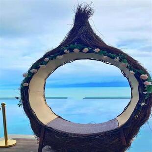 创意落地鸟巢藤编秋千巴厘岛网红户外婚纱拍摄民宿酒店鸟巢道具