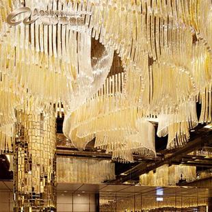 酒店大堂工程水晶吊灯售楼部沙盘工程灯别墅商场创意玻璃灯具