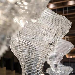 酒店大堂吧台别墅亚克力吊灯会所售楼部艺术冰山锥形钻石山水吊灯