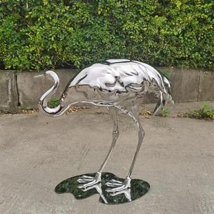 庭院小区不锈钢铸造雕塑艺术品丹顶仙鹤各种造型动态摆件水池动物