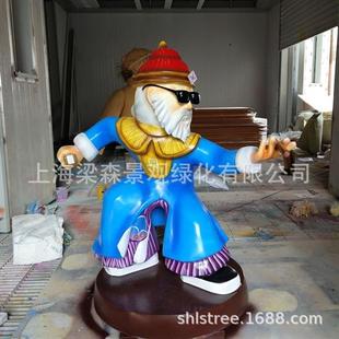 玻璃钢雕塑卡通人物公仔动漫美陈大型商场门店装 饰树脂落地摆件