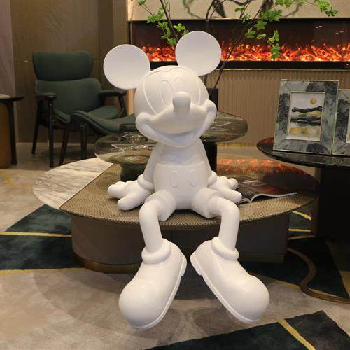 电镀米奇玻璃钢雕塑卡通人物动漫米老鼠米妮潮牌落地装饰大摆件
