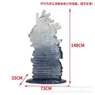 现代创意透明雕塑酒店大堂别墅样板间展厅玄关摆件抽象树脂工艺品