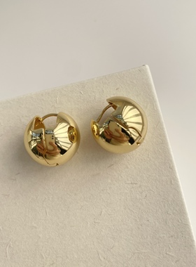 小金球个性925银针耳环女简约小巧耳扣冷淡风气质光面网红ins耳钉