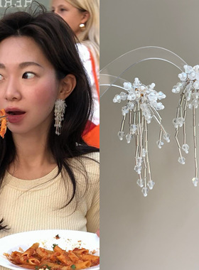 韩国博主fever同款烟花串珠耳环小众高级感气质耳饰女ins风显脸小