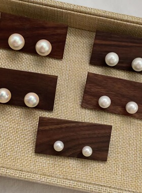 fever同款大珍珠耳钉女施家正圆法式复古简约高级感纯银耳饰耳环