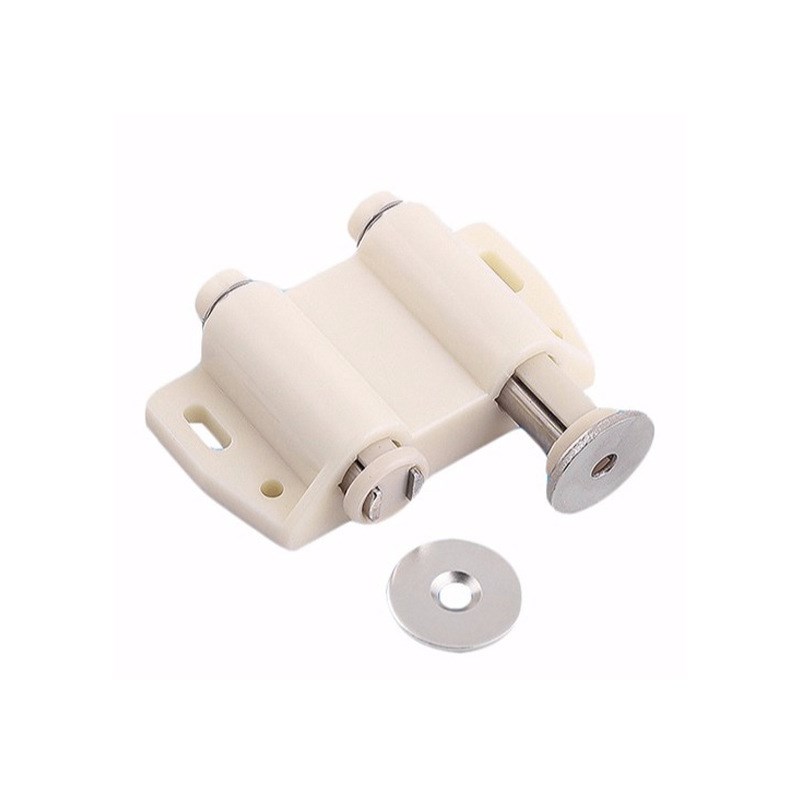 玻璃门磁吸强磁橱柜门免拉手门碰磁吸按L压式双头反弹器门吸塑料