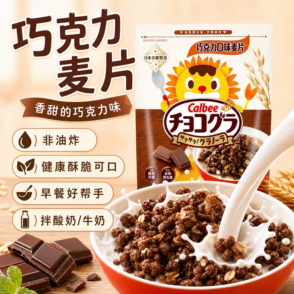 Calbee卡乐比巧克力口味麦片早餐拌酸奶非油炸富含维生素膳食纤维