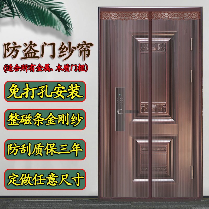 F防盗门防蚊门帘2022新款房间纱门金刚网沙门网家用自粘纱帘家用