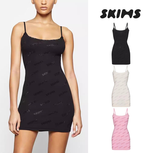 现货skims蕾丝包臀裙烫字塑身衣卡戴珊连衣裙吊带短裙连衣裙女