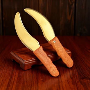 简素黄铜刮痧手柄按摩板肩颈全身通用腿部镰刀型脖子富贵包自刮刀