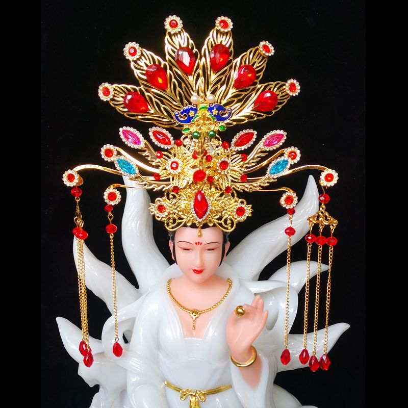 九尾狐凤冠霞帔佛像神像小配饰仙家帽子头冠黑老太太泰山披肩头饰