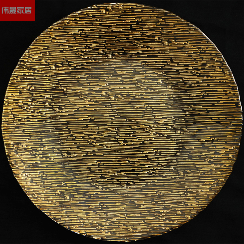 33cm拉丝婚礼透明手绘玻璃主餐盘