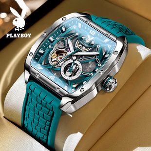 官方正品 手表镂空方形酒桶机械表理查德品牌学生男表 花花公子男士