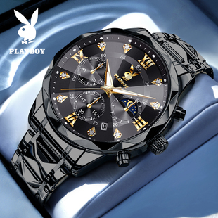 黑武士花花公子男士 牌礼物腕表 手表石英表电子多功能夜光防水正品