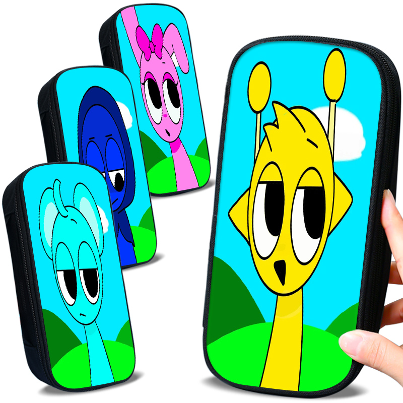 Sprunki节奏盒子大容量笔袋初中生简约小学生铅笔袋新款文具盒个性创意潮流多功能男女孩子拉链帆布笔盒儿童