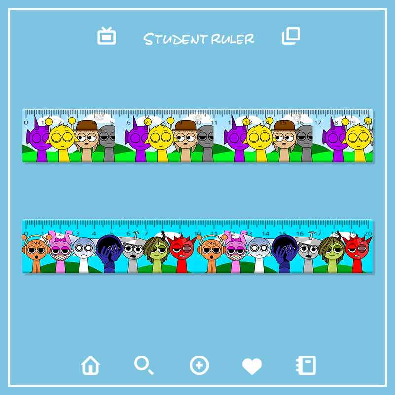 sprunki节奏盒子音乐游戏尺子刻度标尺多功能画图规尺直尺初中生尺子绘图测量个性创意考试小学生用文具标尺