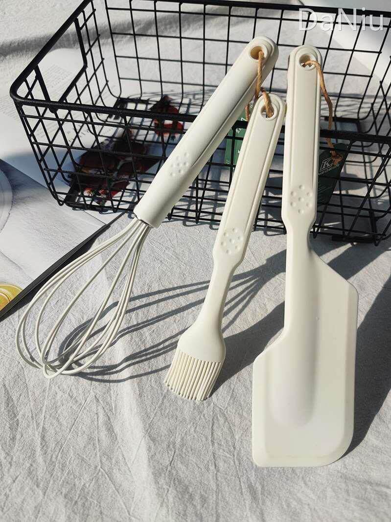 家用硅胶烘焙工具三件套耐高温食品级刮刀铲子油刷打蛋器烘培套装