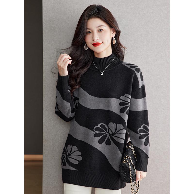 JOYIASS秋冬中长款毛衣女秋冬新款半高领内搭配大衣洋气内搭遮屁