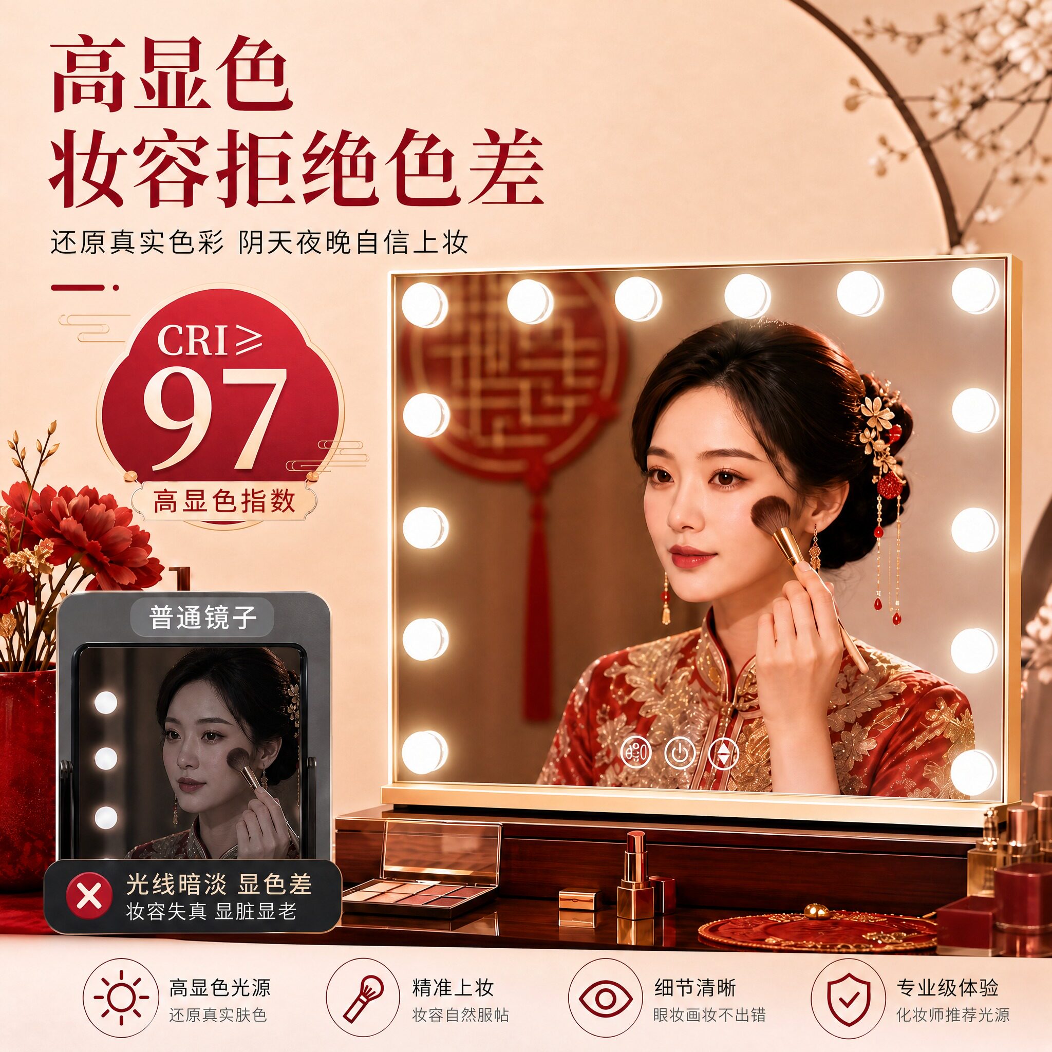 大尺寸台式充电补光化妆镜