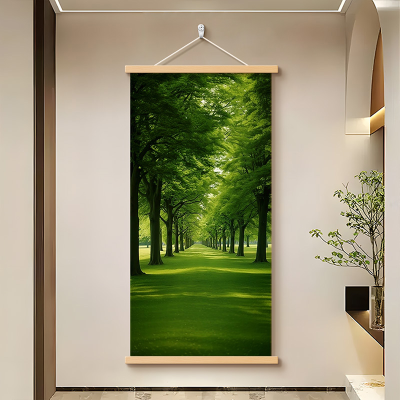 入户森林装饰画小走廊过道树林现代小路挂画玄关清新自然风景简约图片