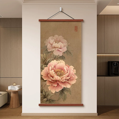 新中式牡丹花玄关挂画