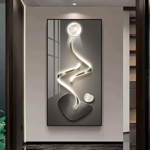 抽象石来运转玄关装饰画灯画走廊过道挂画高级感轻奢现代简约壁画