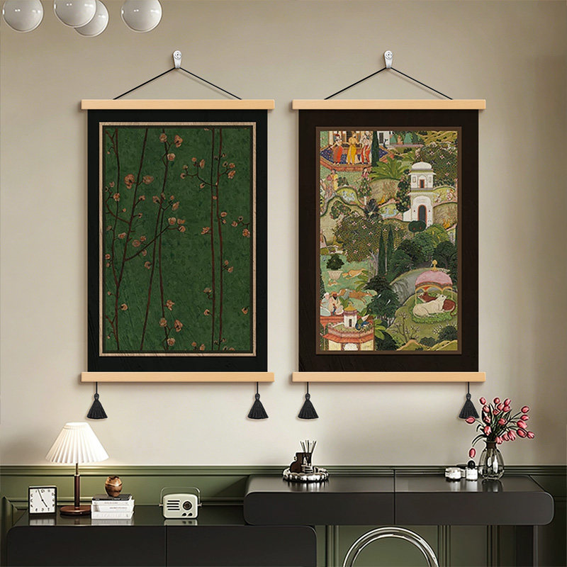 中古风客厅装饰画沙发背景墙壁画