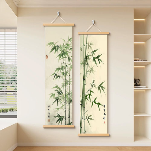 节节高升绿植装饰画竹子卷轴挂画