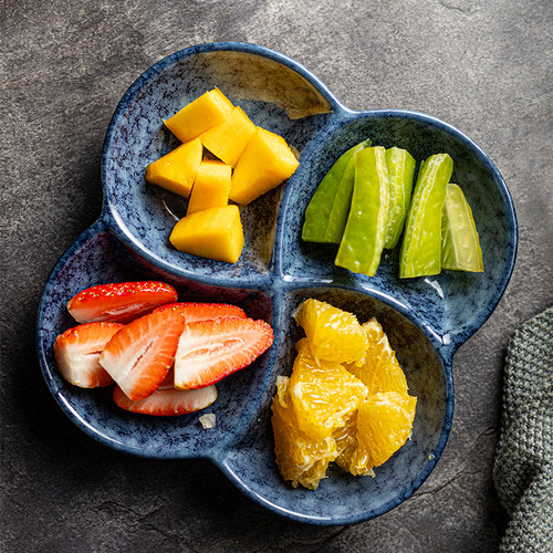 零食盘分餐盘陶瓷分格盘子西餐具减脂四格餐盘蔬菜盘子坚果盘