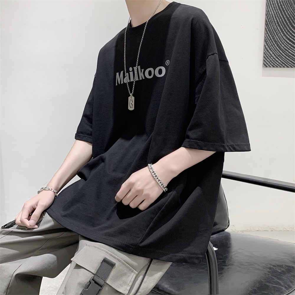 男短袖港风ins潮简约时尚原宿上衣服夏季学生宽松韩版潮流帅气