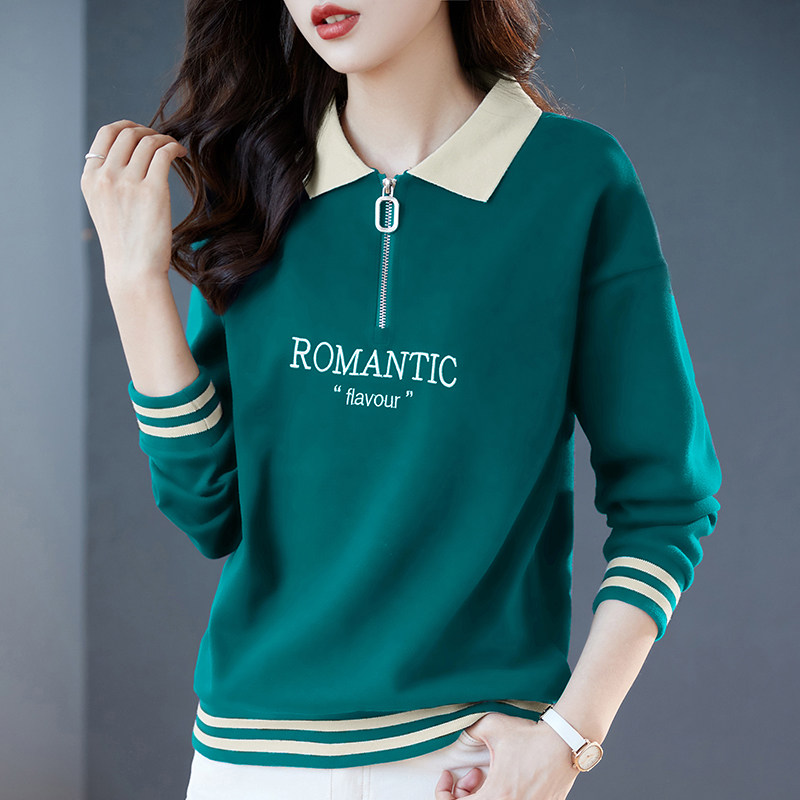 JOYIASS翻领卫衣女秋薄款2025新款秋季女装洋气polo领上衣爆款长