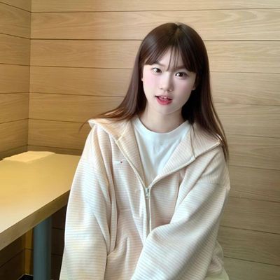 原创美式复古条纹开衫连帽卫衣女秋冬季新款宽松设计感情侣外套潮