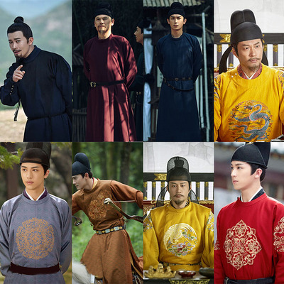 影视唐朝男士古装圆领长袍大臣服