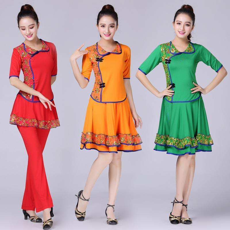 新款广场舞服装套装女藏族舞蹈服民族风蒙古服表演演出服跳舞裙子